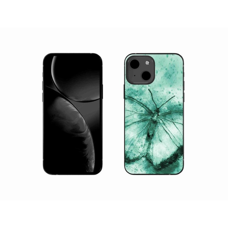 Gelový obal mmCase na mobil iPhone 13 mini 5.4 - zelený motýl