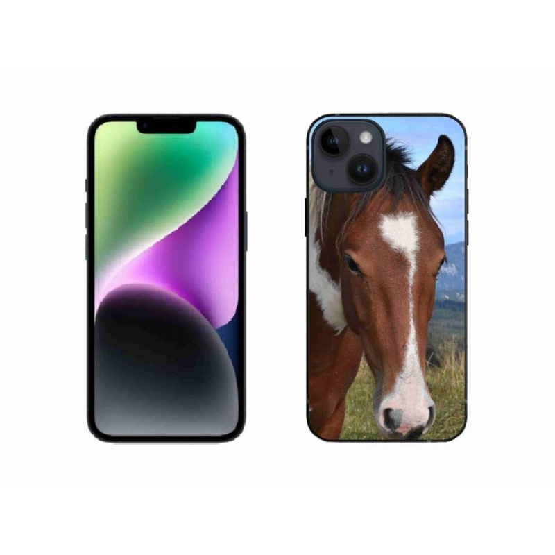 Gelový obal mmCase na mobil iPhone 14 - hnědý kůň