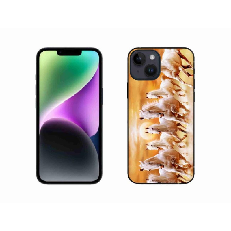 Gelový obal mmCase na mobil iPhone 14 - koně 2