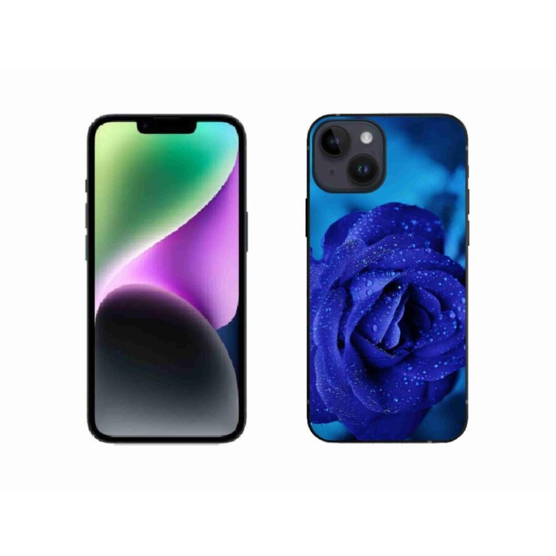 Gelový obal mmCase na mobil iPhone 14 - modrá růže