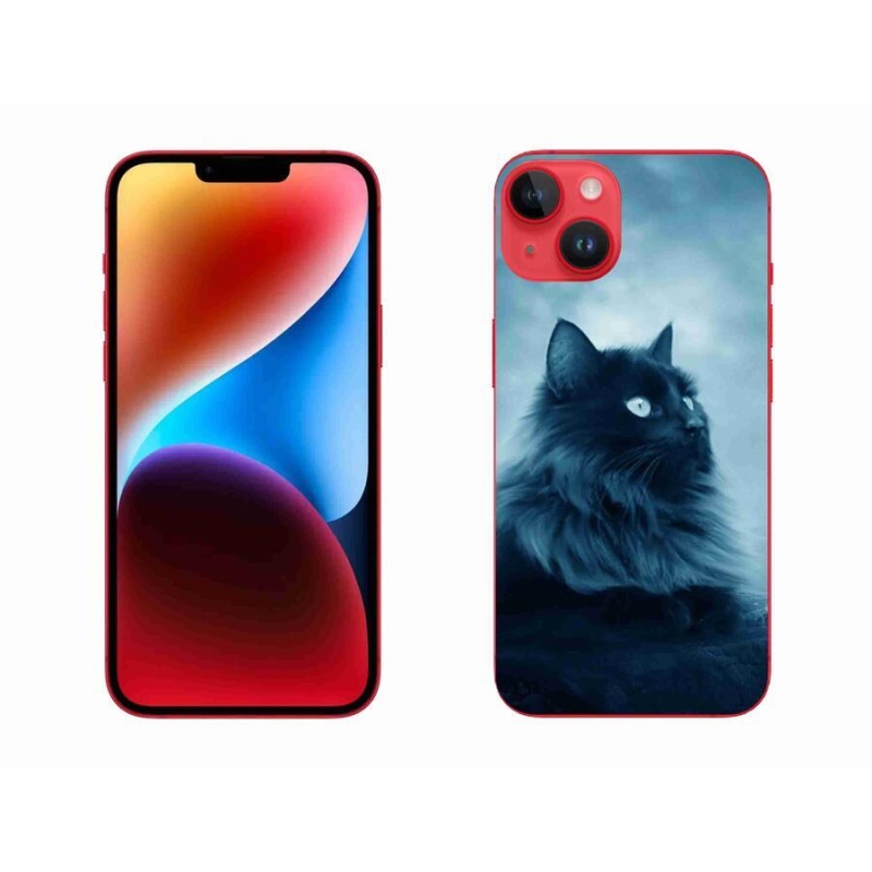 Gelový obal mmCase na mobil iPhone 14 Plus - černá kočka 1
