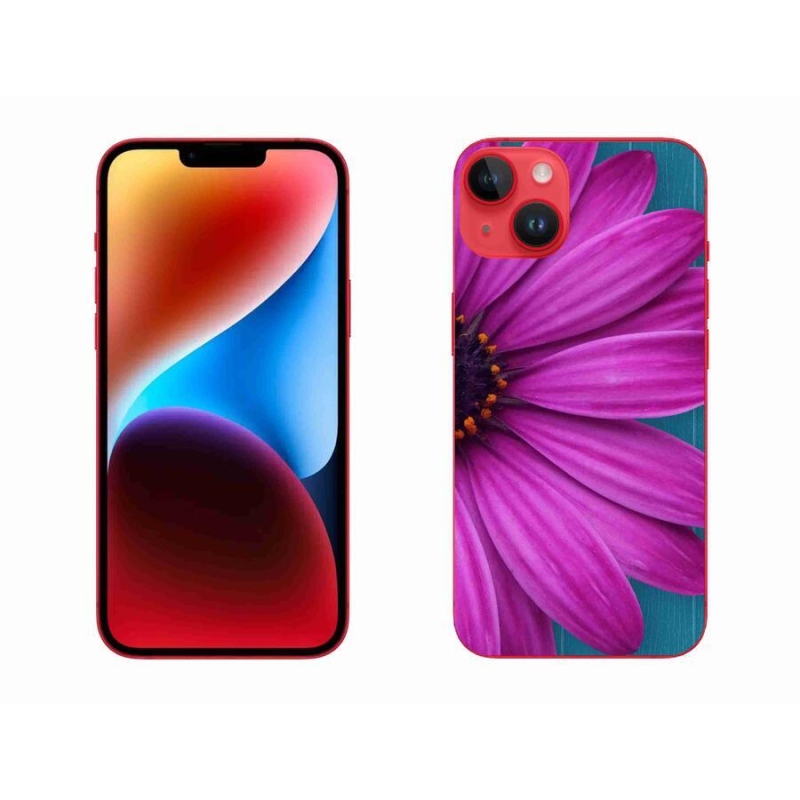 Gelový obal mmCase na mobil iPhone 14 Plus - fialová kopretina