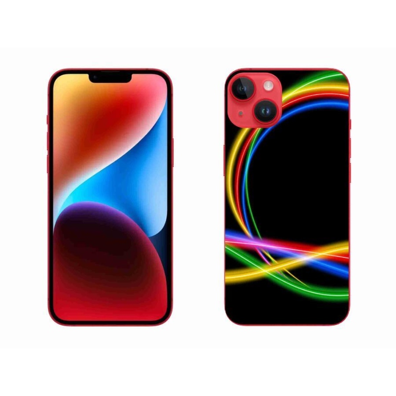 Gelový obal mmCase na mobil iPhone 14 Plus - neonové kruhy