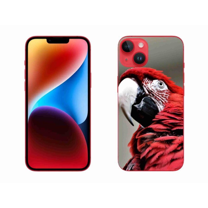 Gelový obal mmCase na mobil iPhone 14 Plus - papoušek ara červený