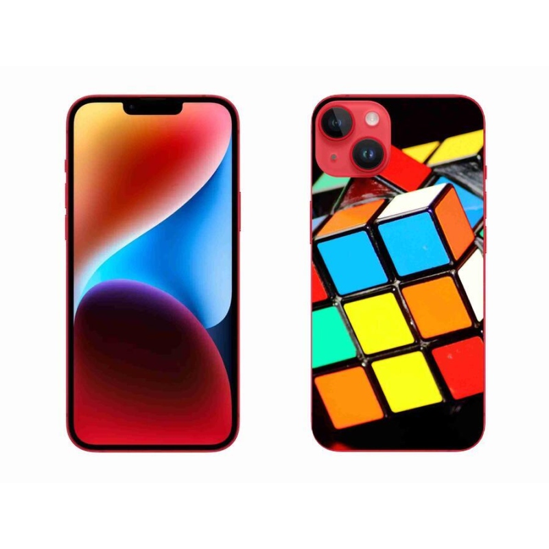Gelový obal mmCase na mobil iPhone 14 Plus - rubikova kostka