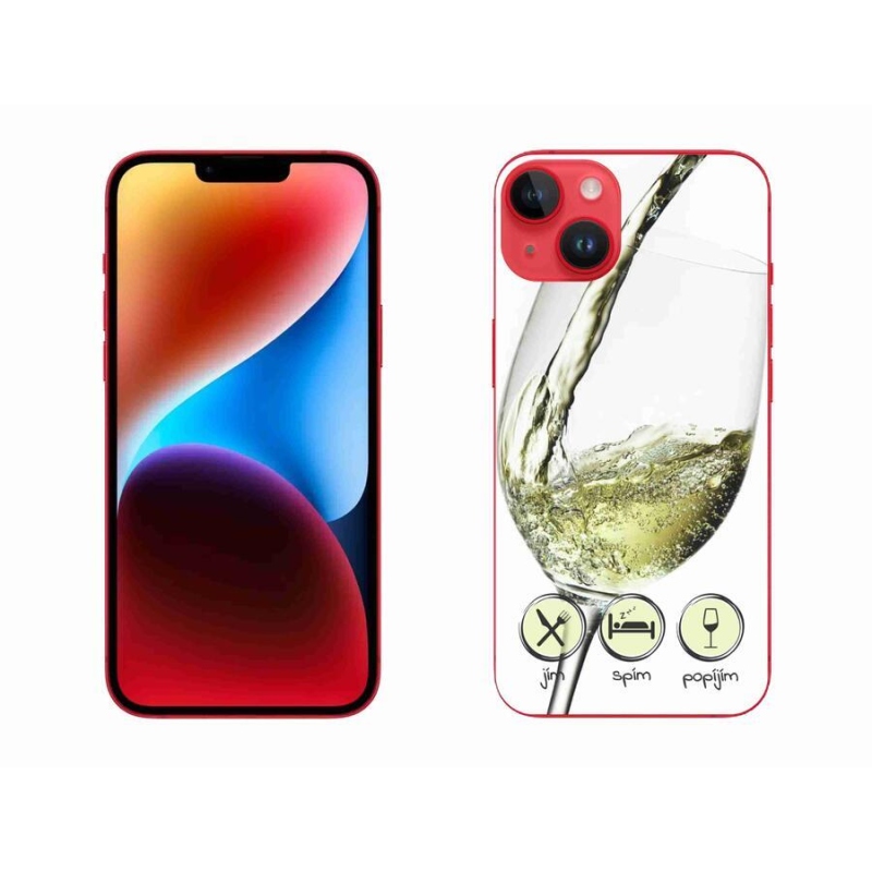 Gelový obal mmCase na mobil iPhone 14 Plus - sklenička vína bílé