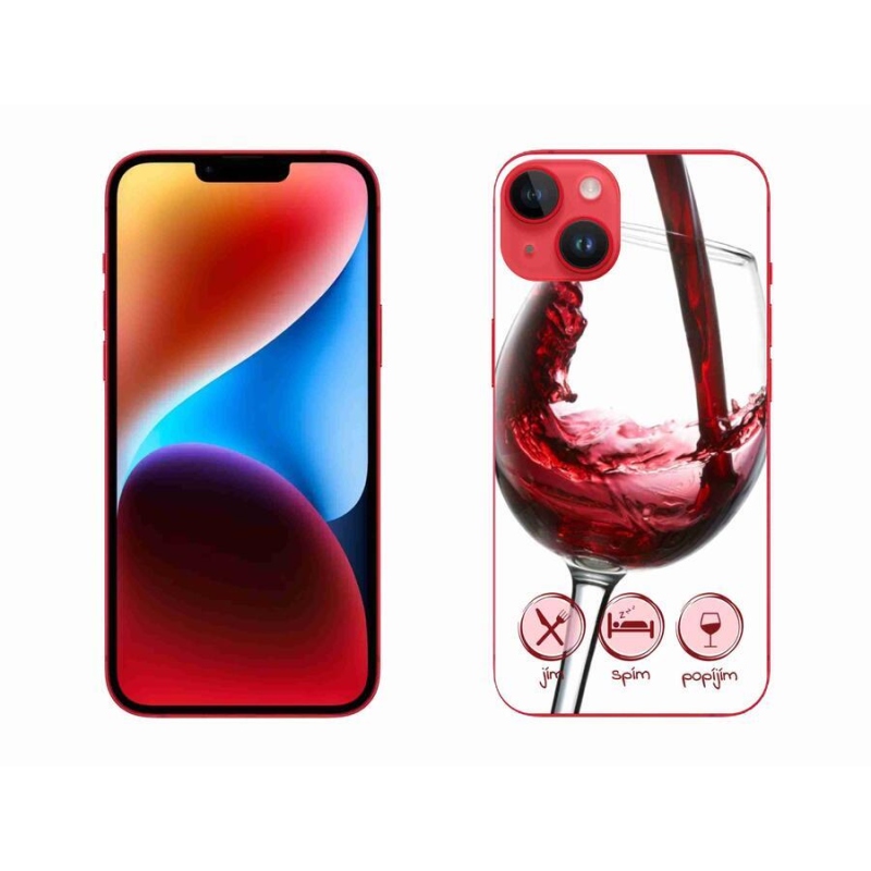 Gelový obal mmCase na mobil iPhone 14 Plus - sklenička vína červené