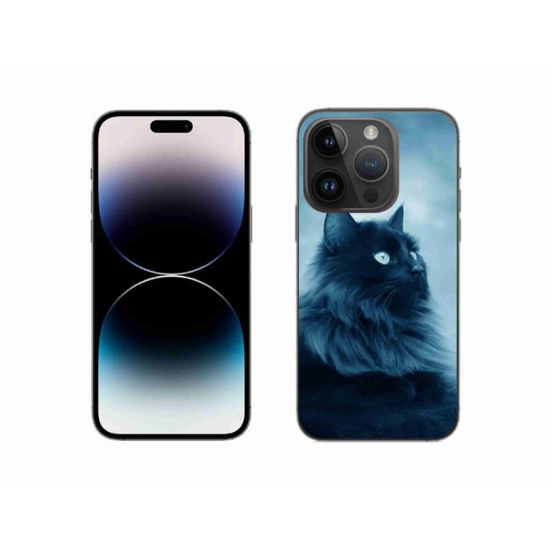 Gelový obal mmCase na mobil iPhone 14 Pro 6.1 - černá kočka 1