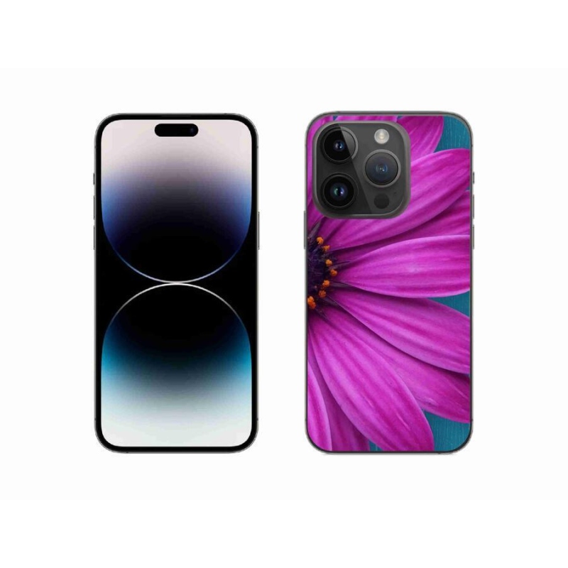 Gelový obal mmCase na mobil iPhone 14 Pro 6.1 - fialová kopretina