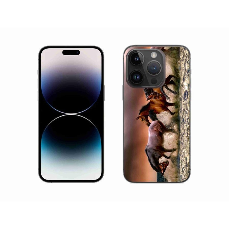 Gelový obal mmCase na mobil iPhone 14 Pro 6.1 - koně 1