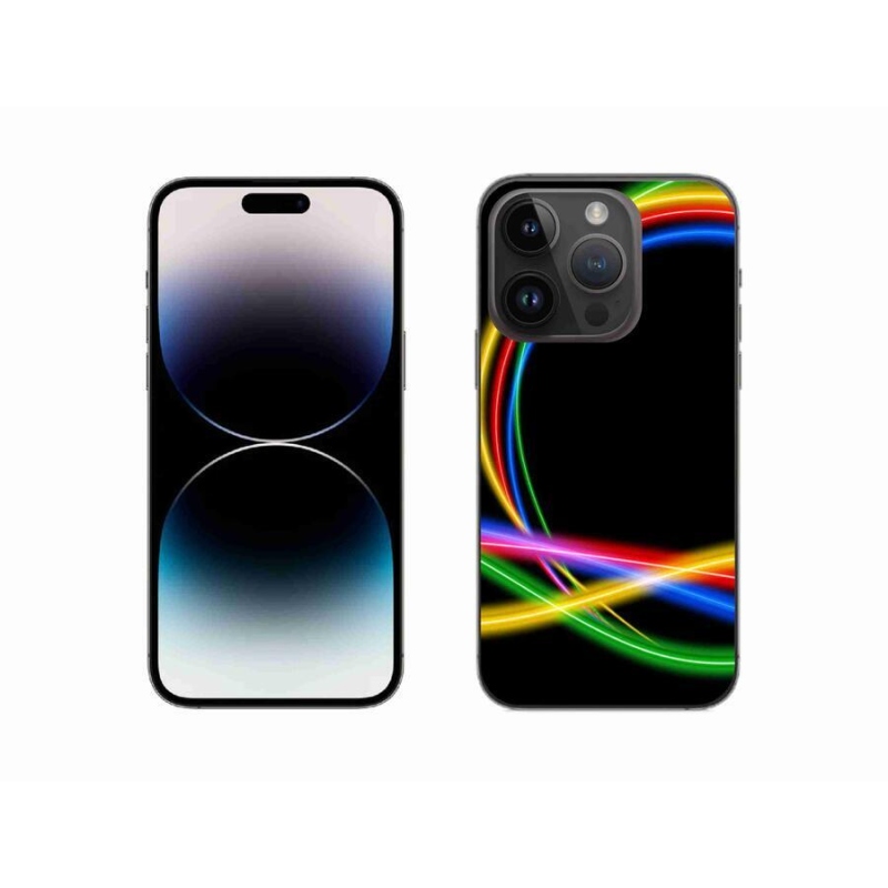Gelový obal mmCase na mobil iPhone 14 Pro 6.1 - neonové kruhy