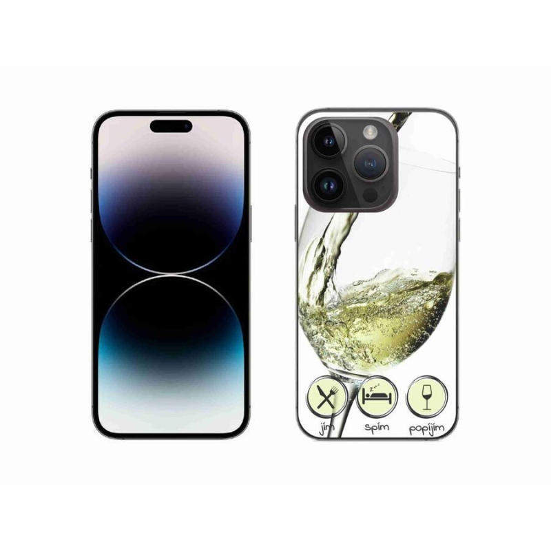 Gelový obal mmCase na mobil iPhone 14 Pro 6.1 - sklenička vína bílé