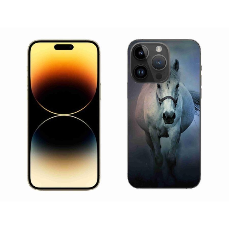 Gelový obal mmCase na mobil iPhone 14 Pro Max 6.7 - běžící bílý kůň