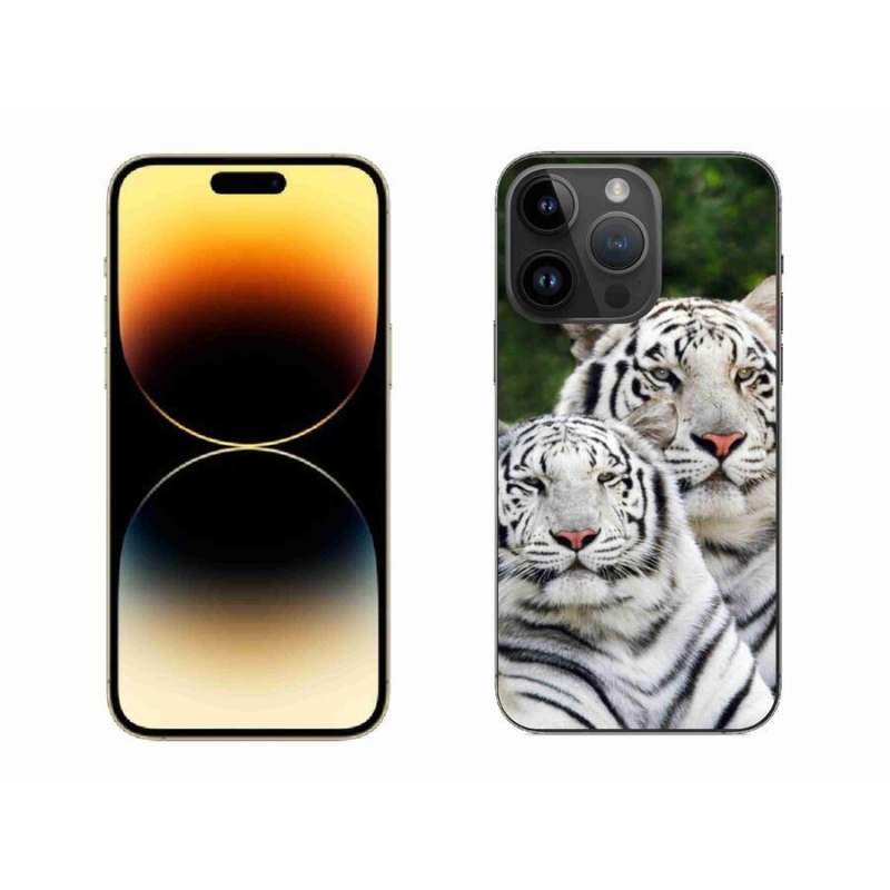 Gelový obal mmCase na mobil iPhone 14 Pro Max 6.7 - bílí tygři