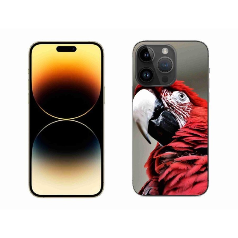 Gelový obal mmCase na mobil iPhone 14 Pro Max 6.7 - papoušek ara červený