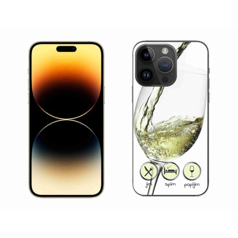 Gelový obal mmCase na mobil iPhone 14 Pro Max 6.7 - sklenička vína bílé