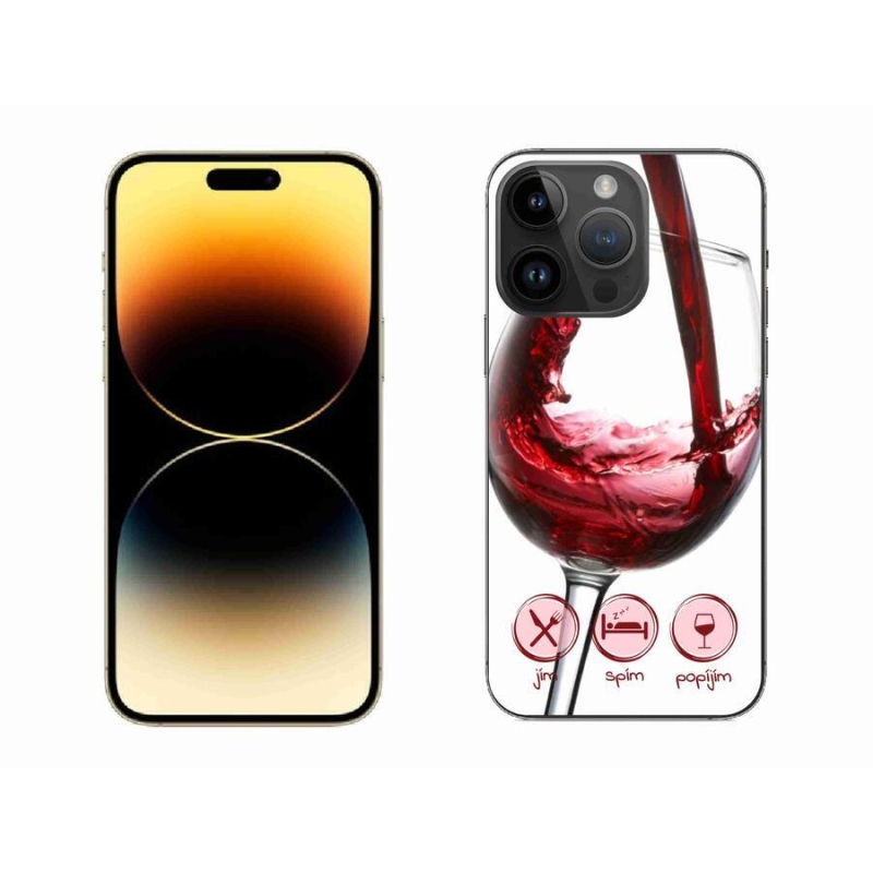Gelový obal mmCase na mobil iPhone 14 Pro Max 6.7 - sklenička vína červené