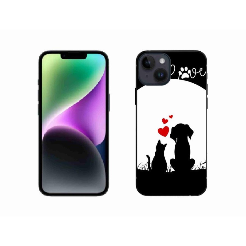 Gelový obal mmCase na mobil iPhone 14 - zvířecí láska