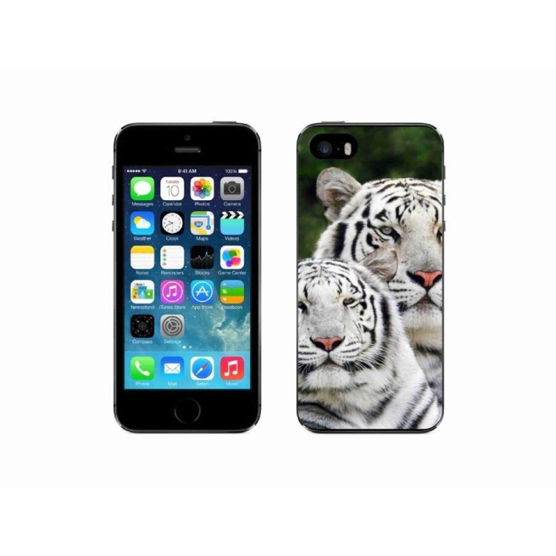 Gelový obal mmCase na mobil iPhone 5/5s - bílí tygři