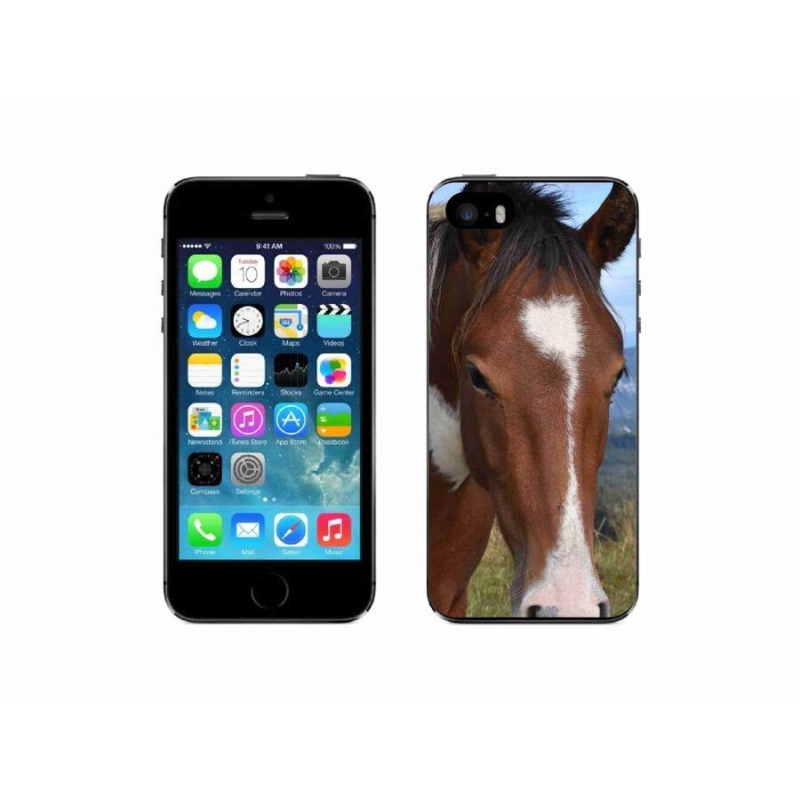 Gelový obal mmCase na mobil iPhone 5/5s - hnědý kůň