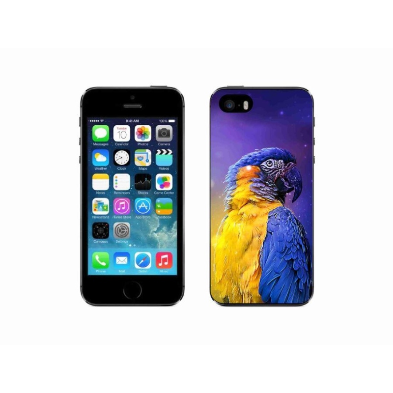 Gelový obal mmCase na mobil iPhone 5/5s - papoušek ara 1