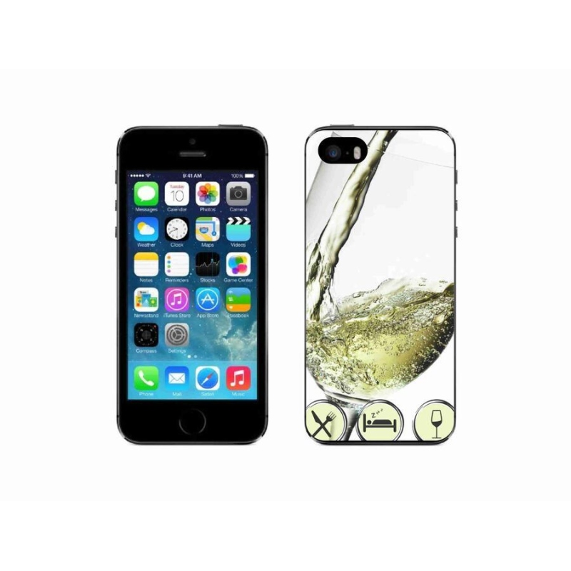 Gelový obal mmCase na mobil iPhone 5/5s - sklenička vína bílé