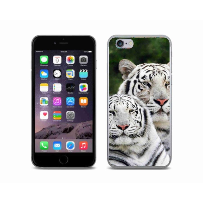 Gelový obal mmCase na mobil iPhone 6/6S - bílí tygři