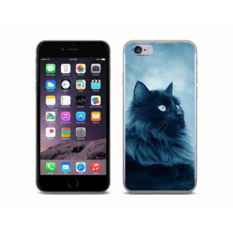 Gelový obal mmCase na mobil iPhone 6/6S - černá kočka 1