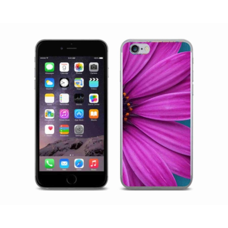 Gelový obal mmCase na mobil iPhone 6/6S - fialová kopretina