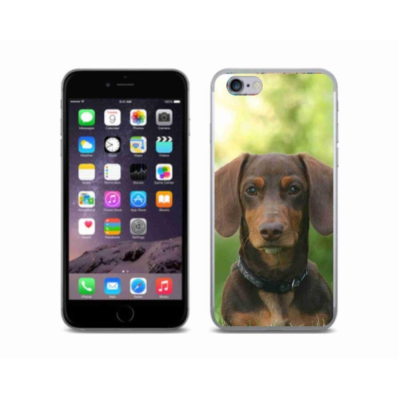 Gelový obal mmCase na mobil iPhone 6/6S - hnědý jezevčík