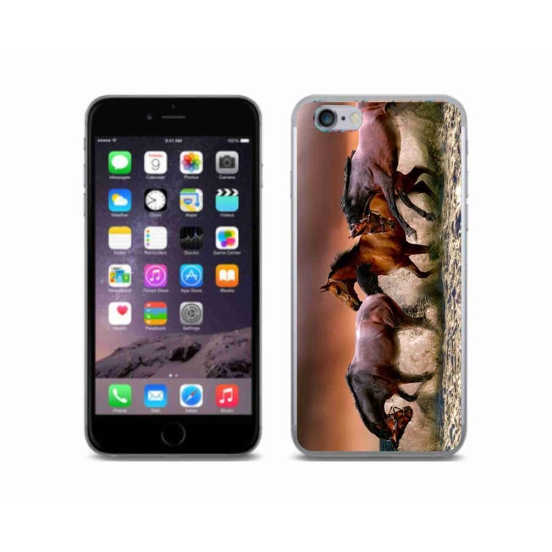 Gelový obal mmCase na mobil iPhone 6/6S - koně 1