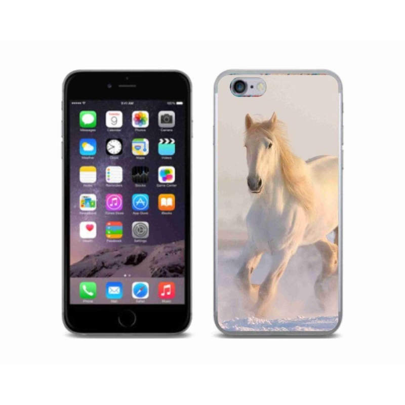 Gelový obal mmCase na mobil iPhone 6/6S - kůň ve sněhu