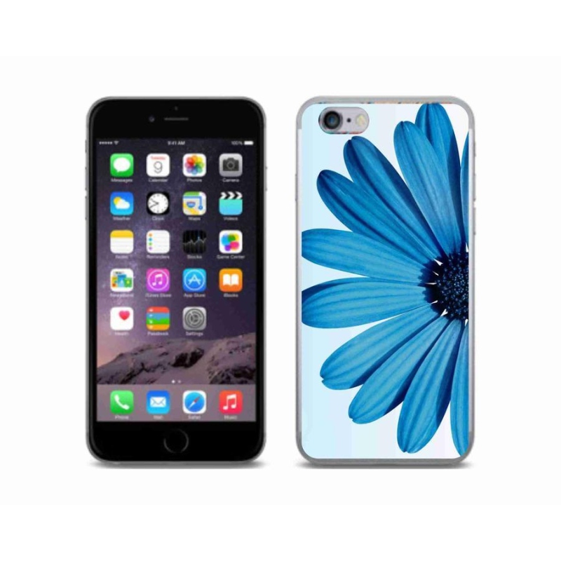 Gelový obal mmCase na mobil iPhone 6/6S - modrá kopretina