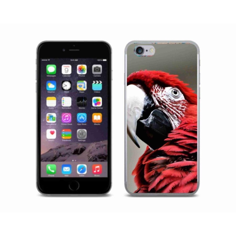 Gelový obal mmCase na mobil iPhone 6/6S - papoušek ara červený