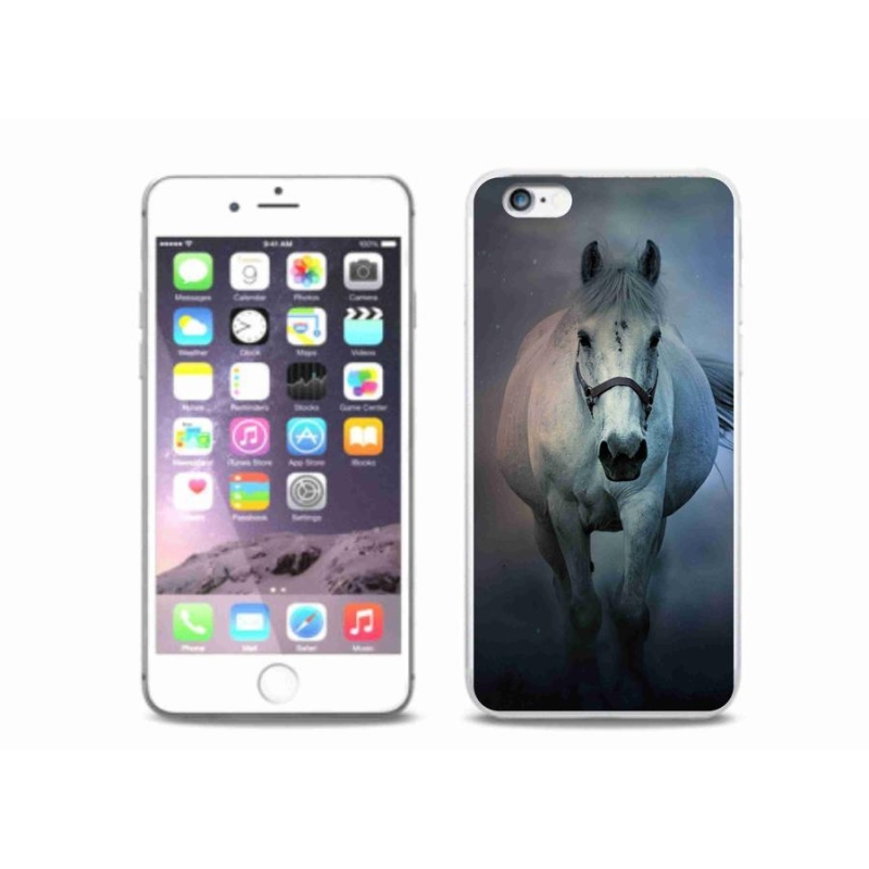 Gelový obal mmCase na mobil iPhone 6/6S Plus - běžící bílý kůň