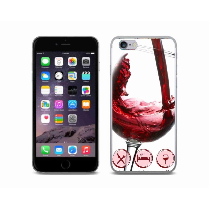 Gelový obal mmCase na mobil iPhone 6/6S - sklenička vína červené