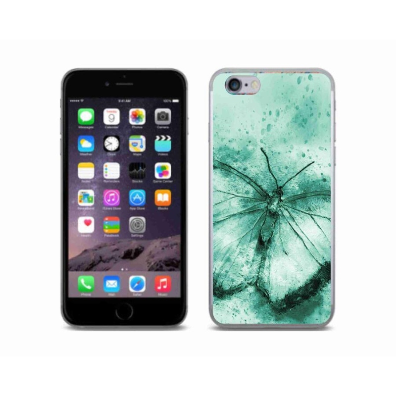 Gelový obal mmCase na mobil iPhone 6/6S - zelený motýl