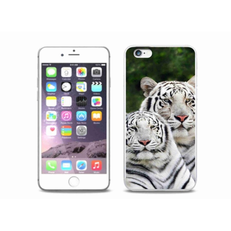 Gelový obal mmCase na mobil iPhone 6 Plus/6S Plus - bílí tygři
