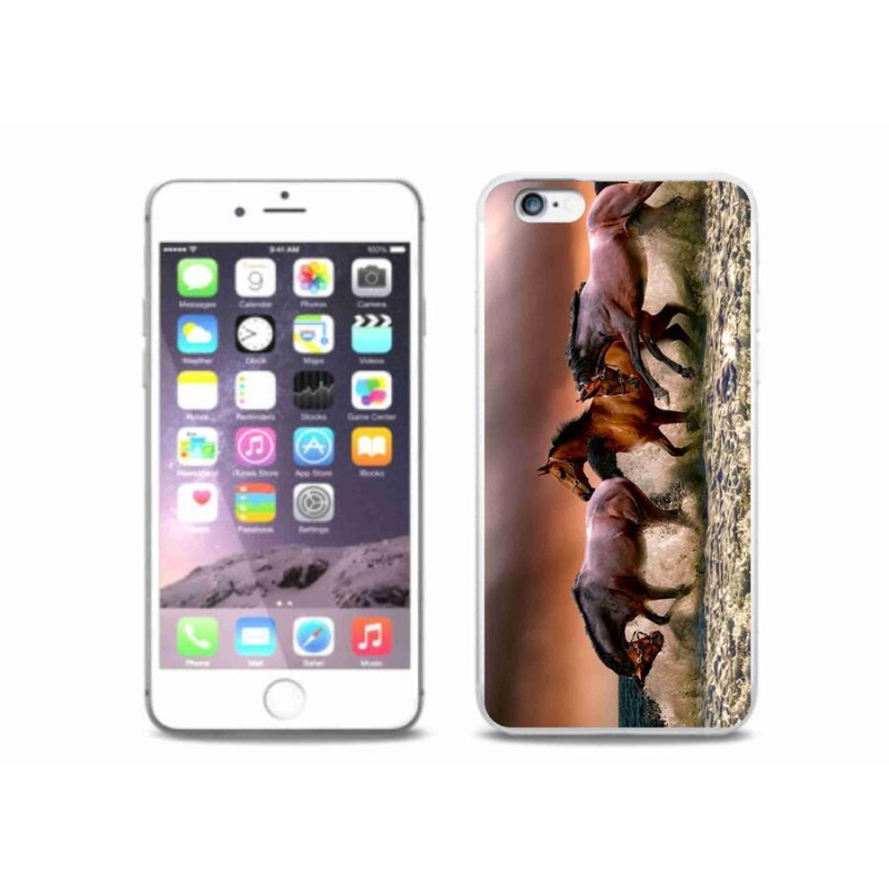 Gelový obal mmCase na mobil iPhone 6 Plus/6S Plus - koně 1