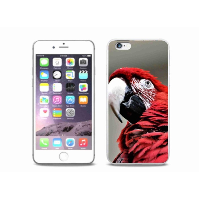 Gelový obal mmCase na mobil iPhone 6 Plus/6S Plus - papoušek ara červený