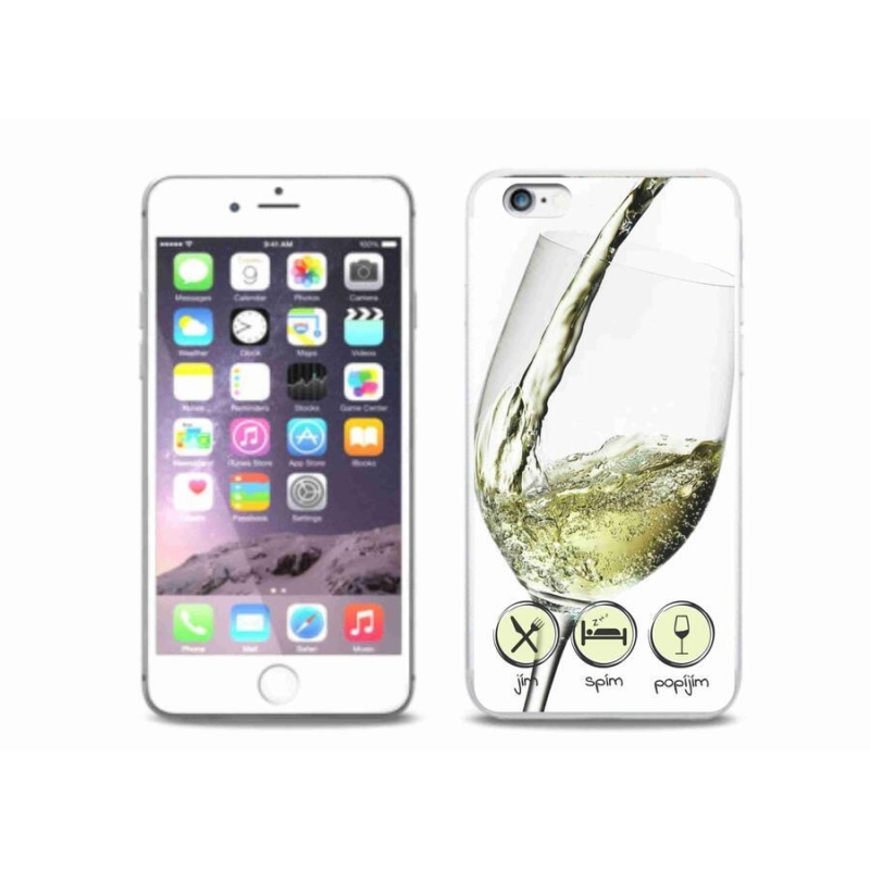 Gelový obal mmCase na mobil iPhone 6 Plus/6S Plus - sklenička vína bílé