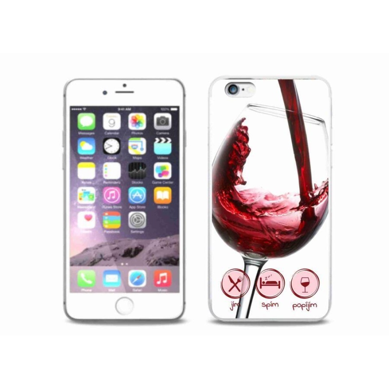 Gelový obal mmCase na mobil iPhone 6 Plus/6S Plus - sklenička vína červené