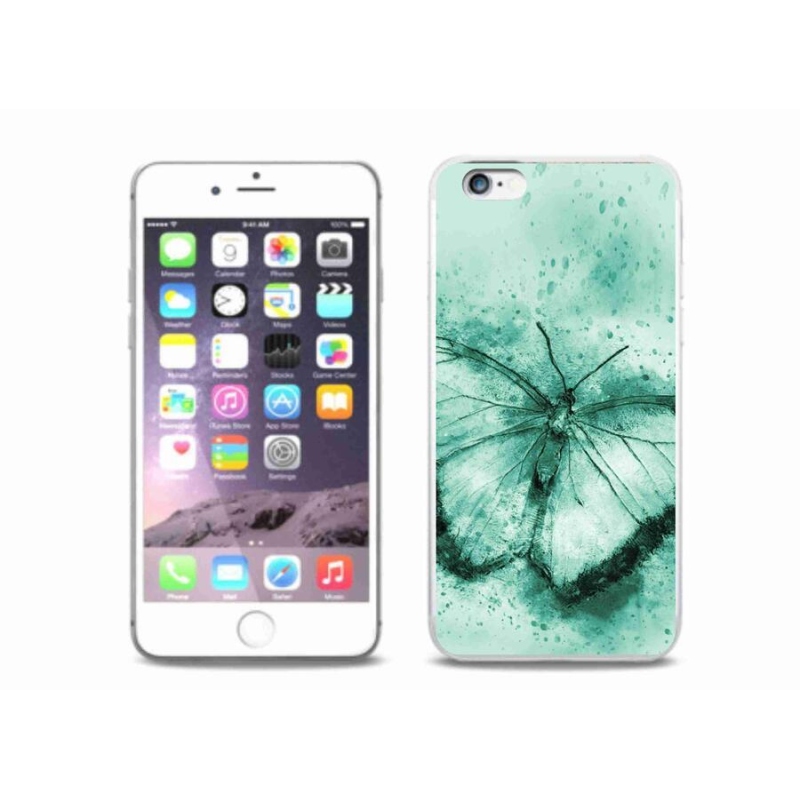 Gelový obal mmCase na mobil iPhone 6 Plus/6S Plus - zelený motýl