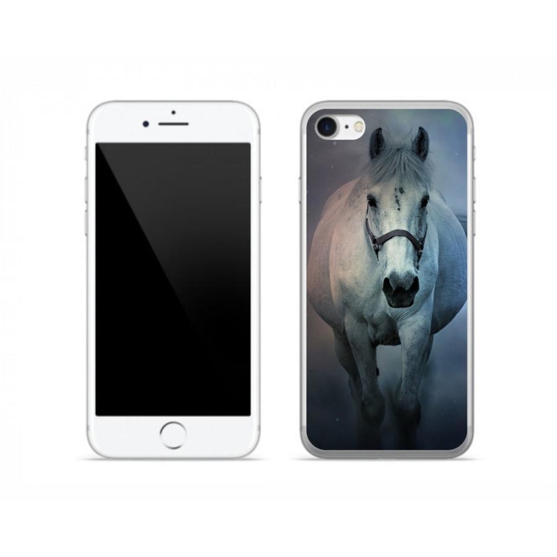 Gelový obal mmCase na mobil iPhone 7 - běžící bílý kůň