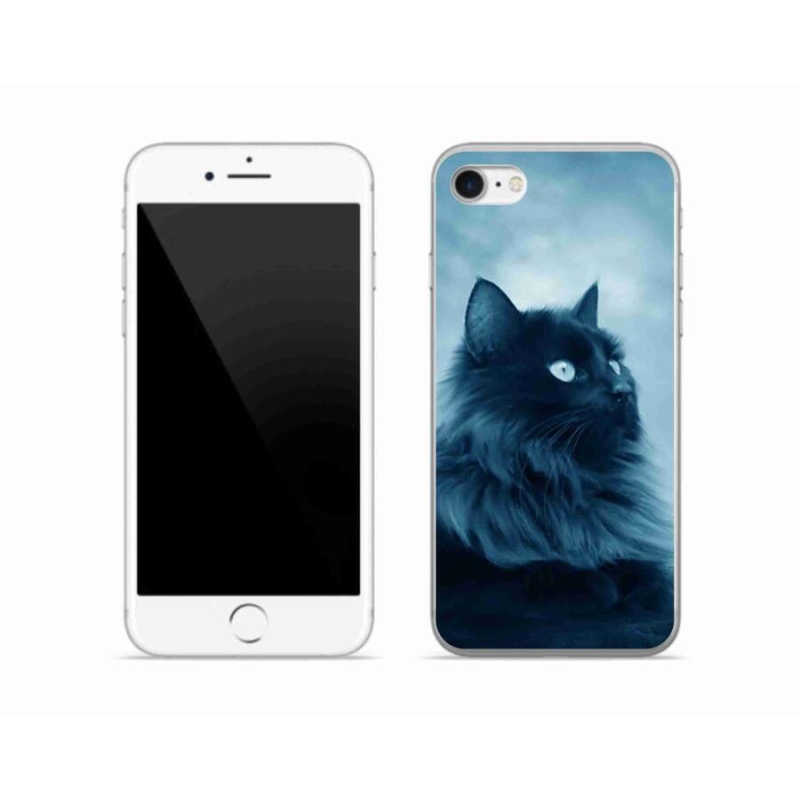 Gelový obal mmCase na mobil iPhone 7 - černá kočka 1
