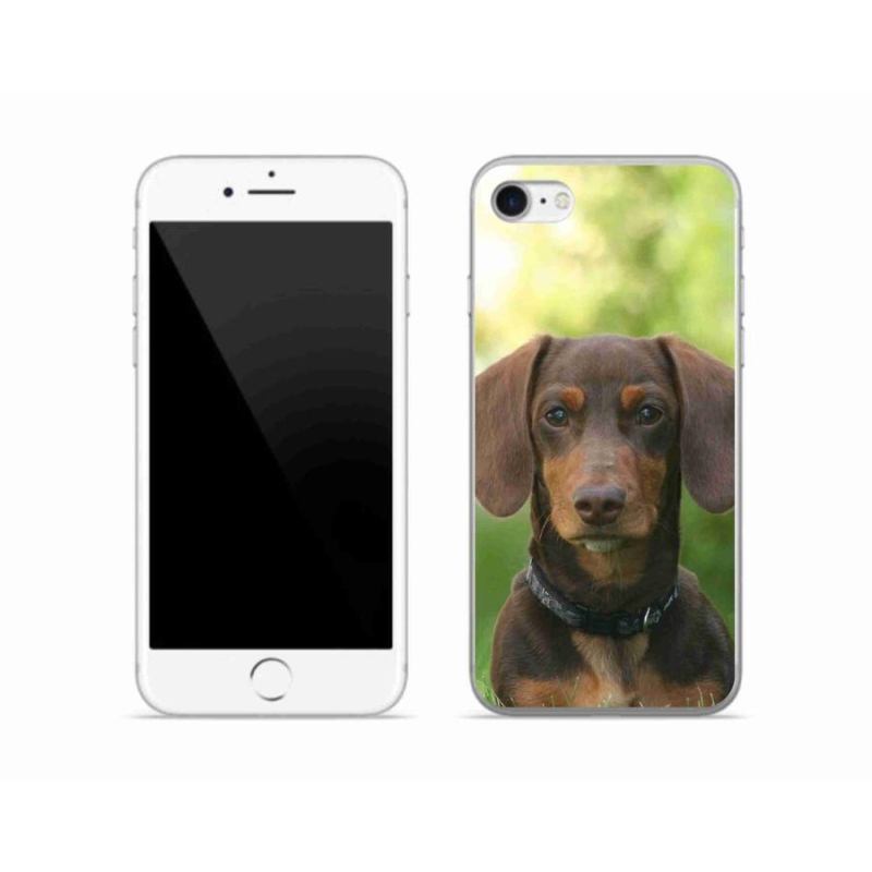 Gelový obal mmCase na mobil iPhone 7 - hnědý jezevčík
