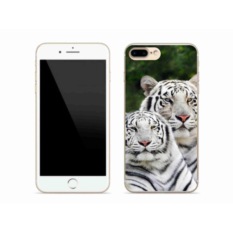 Gelový obal mmCase na mobil iPhone 7 Plus - bílí tygři