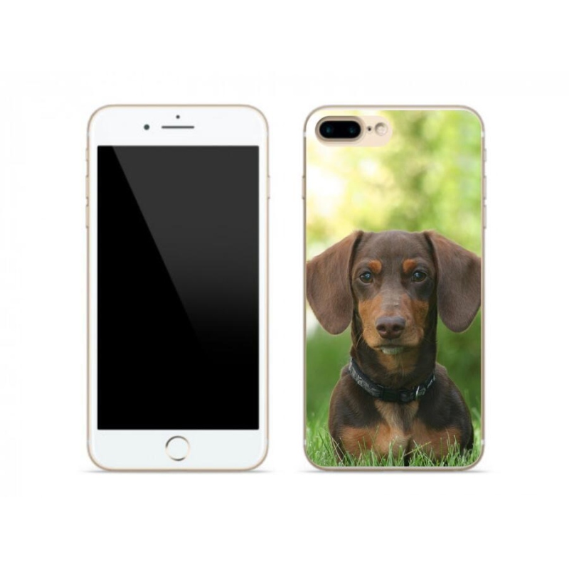 Gelový obal mmCase na mobil iPhone 7 Plus - hnědý jezevčík