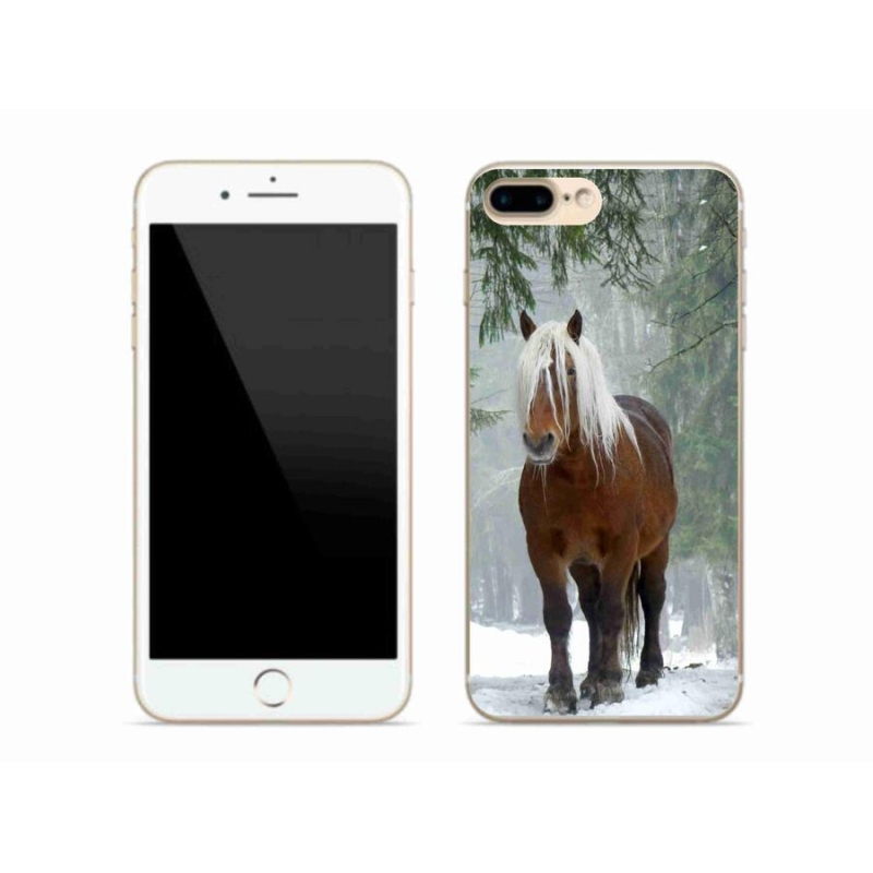 Gelový obal mmCase na mobil iPhone 7 Plus - kůň v lese