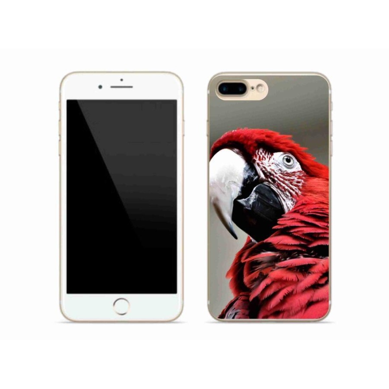 Gelový obal mmCase na mobil iPhone 7 Plus - papoušek ara červený